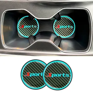 2pcs Car Night Glow Cup Mats, Anti-Slip Drink Tray Pads, Interior Customization Accessories, Splash Proof, Fashionable Cup Holders, Interior Accessory