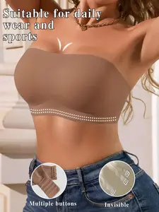 Anti-Slip Strapless Bandeau Bra, Back Hook Closure, Seamless Wireless Support for Tube Tops & Dresses