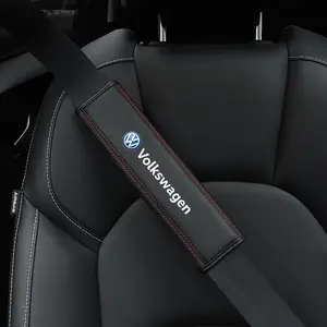 2pcs Car Seat Belt Leather Shoulder Protector, Safety Belt for Vw Volkswagen Gtd Gli Gti Golf 7 6 5 Mk7 Mk6 Mk5 Mk4 Tsi Accessories