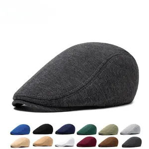 BIGWIG Men's Retro Cotton Flat Top Cap, Unisex Flat Top Sports Cap, Newsboy Cap, Gatsby Cap, Autumn/Winter Wool Plain Beret, Warm Front Cap, British Style Soft Top Newsboy Cap, Solid Color Hunting Cap, Driver's Cap