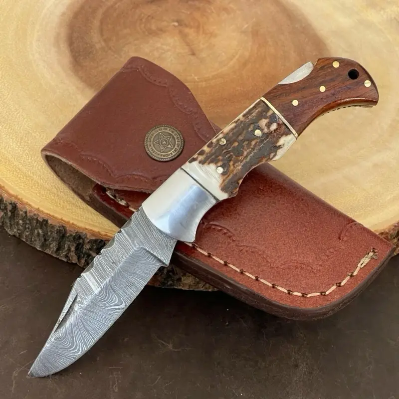 Handmade Damascus folding knife