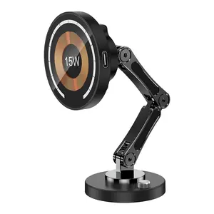 Electronic World 15W Magnetic Wireless Car Charger Mount, MagSafe Compatible Car Phone Holder, Auto Clamping Dashboard & Vent Mount, 360° Rotation Fast Charging Car Mount for iPhone & Android