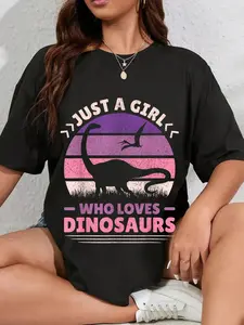 100% Cotton Just A Girl Who Loves Dinosaurs Cute Dino Women Dinosaur T-Shirt