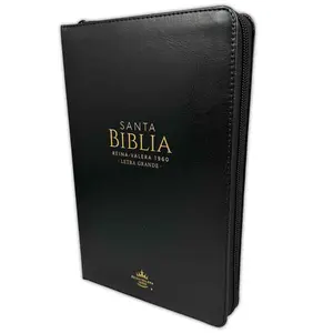 Bible in Spanish with Zipper 12 Point Large Font Reina Valera 1960 Imitation Leather Black with Index