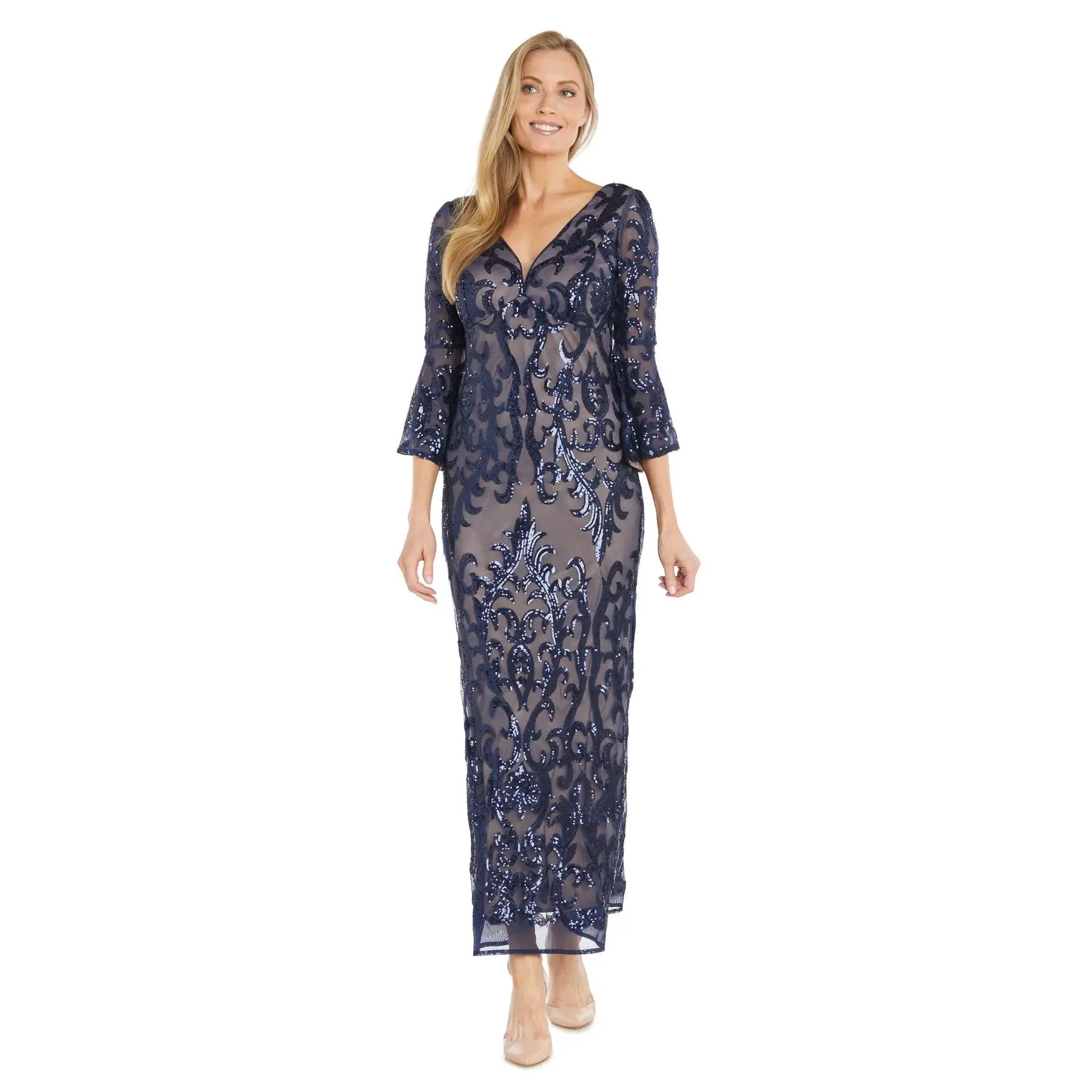 Contrast Sequin Gown