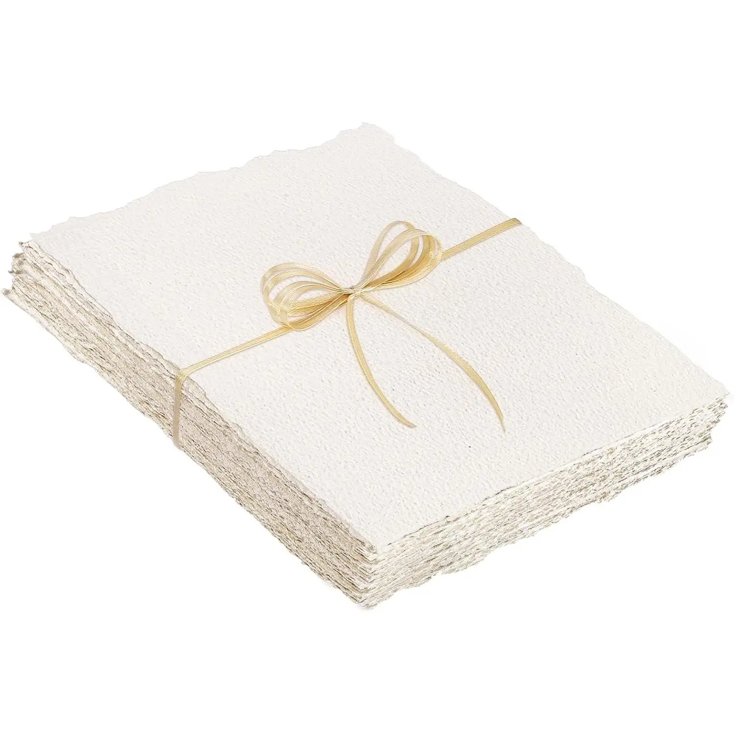 25 Sheets Watercolor Paper 6 x 8 in, 300 GSM, Deckled Edge, Ivory Handmade Cotton Paper, Rough Cold-Pressed Texture, Absorbent and Durable for Watercolor, Cards, Invitations and Crafts
