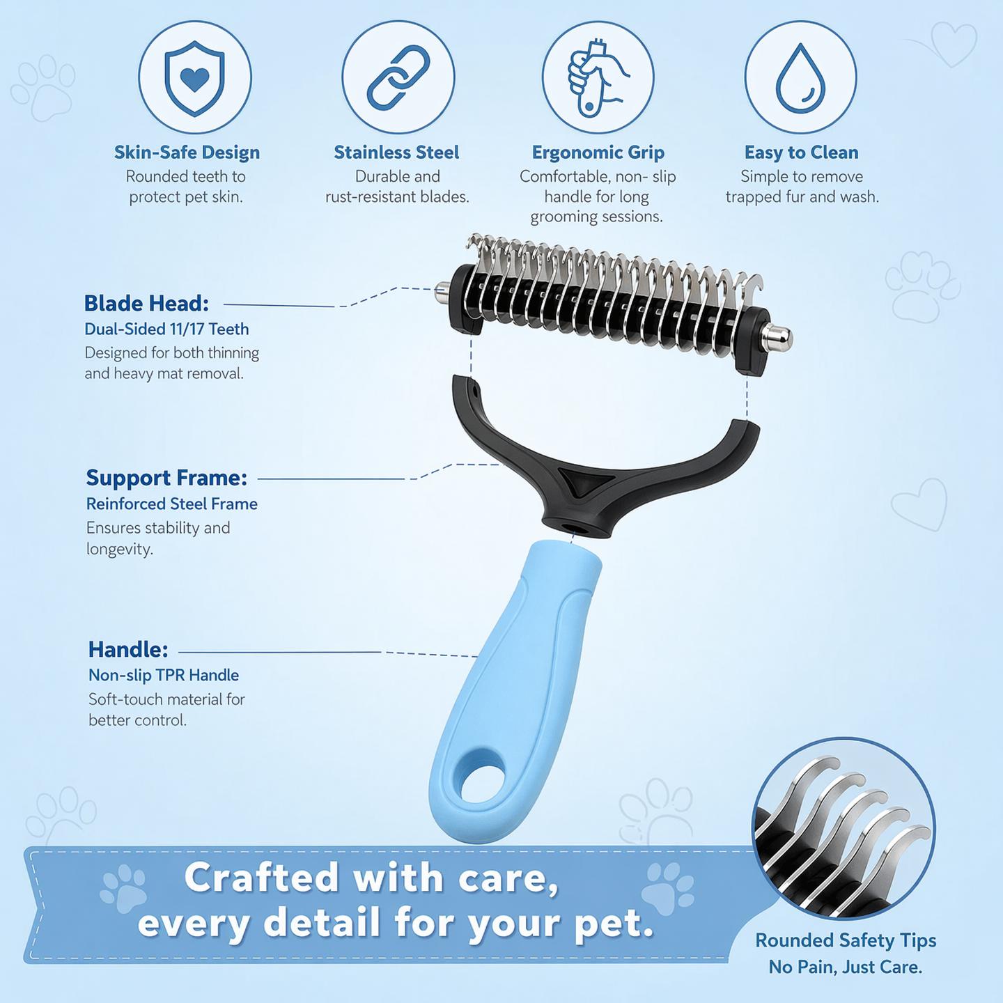 Pet Grooming Brush - Double Sided Shedding and Dematting Undercoat Rake Comb for Dogs and Cats, No More Nasty Shedding or Flying Hair Pet Grooming Brush - Double Sided Shedding and Dematting Undercoat Rake Comb for Dogs and Cats, No More Nasty Shedding or Flying Hair