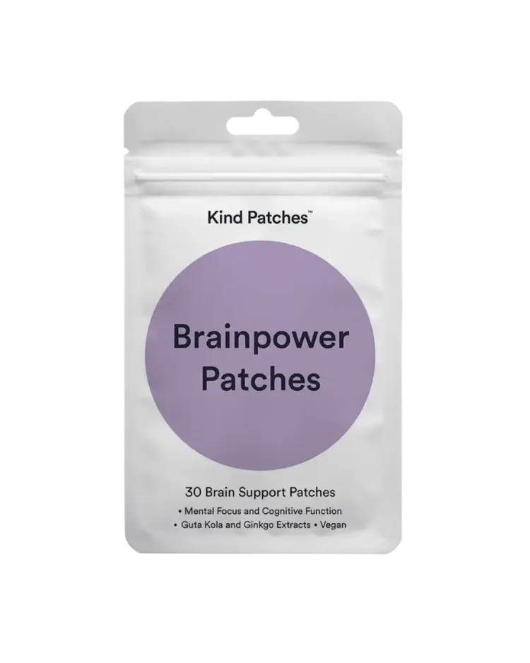 Kind Patches, Brainpower Patches, 30 Brain Support Patches: Mental Focus, Guta Kola and Ginkgo Extracts, Vegan