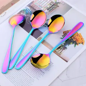 Stainless Steel Spoon Set, Creative Cute Spoon, Coffee Stirring Spoon, Cake Dessert Small Spoon, Outdoor Tableware for Camping & Hiking, Cutlery