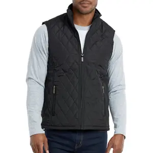 Men��s Diamond Quilted Puffer Vest Full Zip Up With Zippered Pockets Stand Collar Lightweight Causal Sleeveless Jacket Warmth Fall Winter Menswear Tops