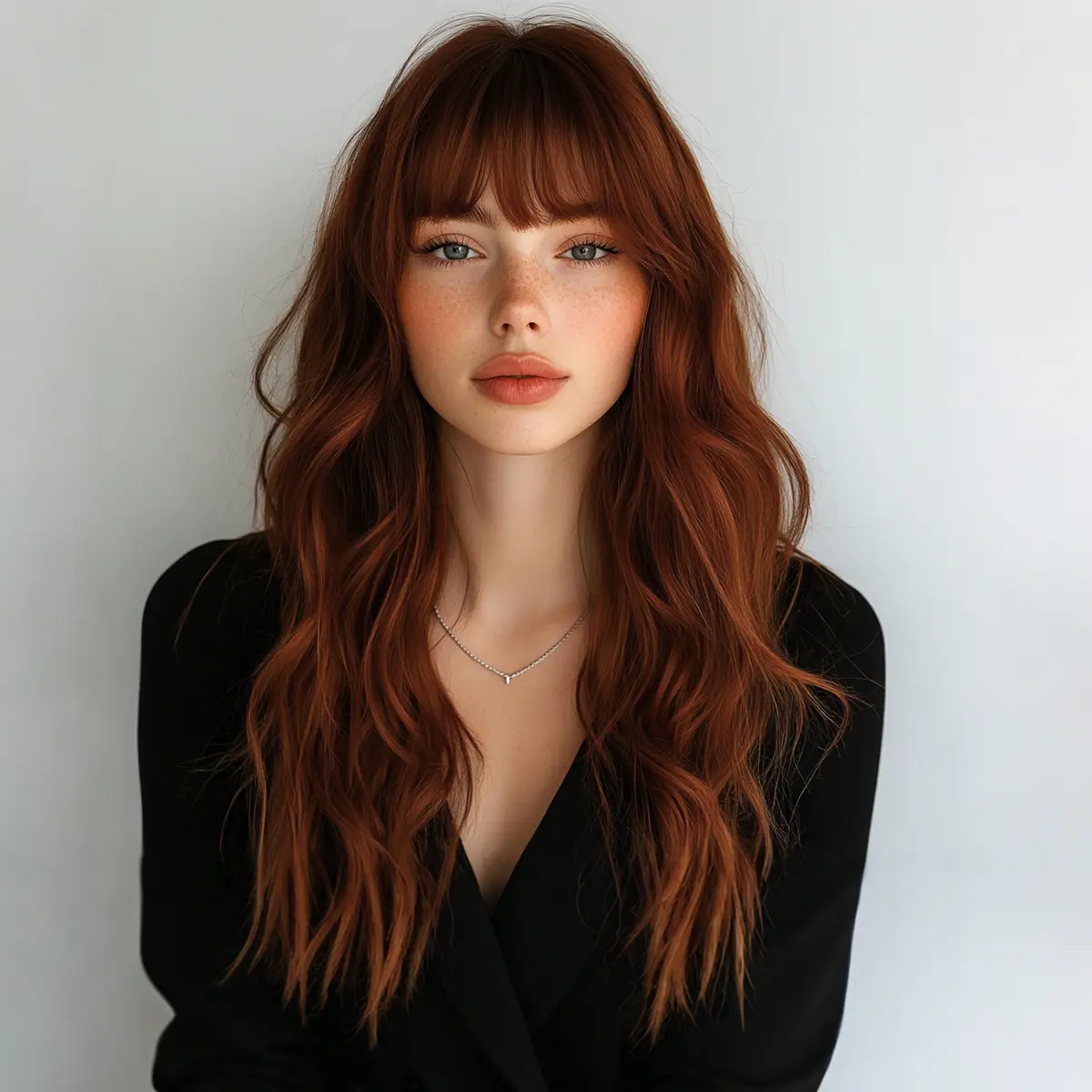 SMILCO/22-Inch long hair full head set natural reddish brown big wave long curly wig [SM5065]