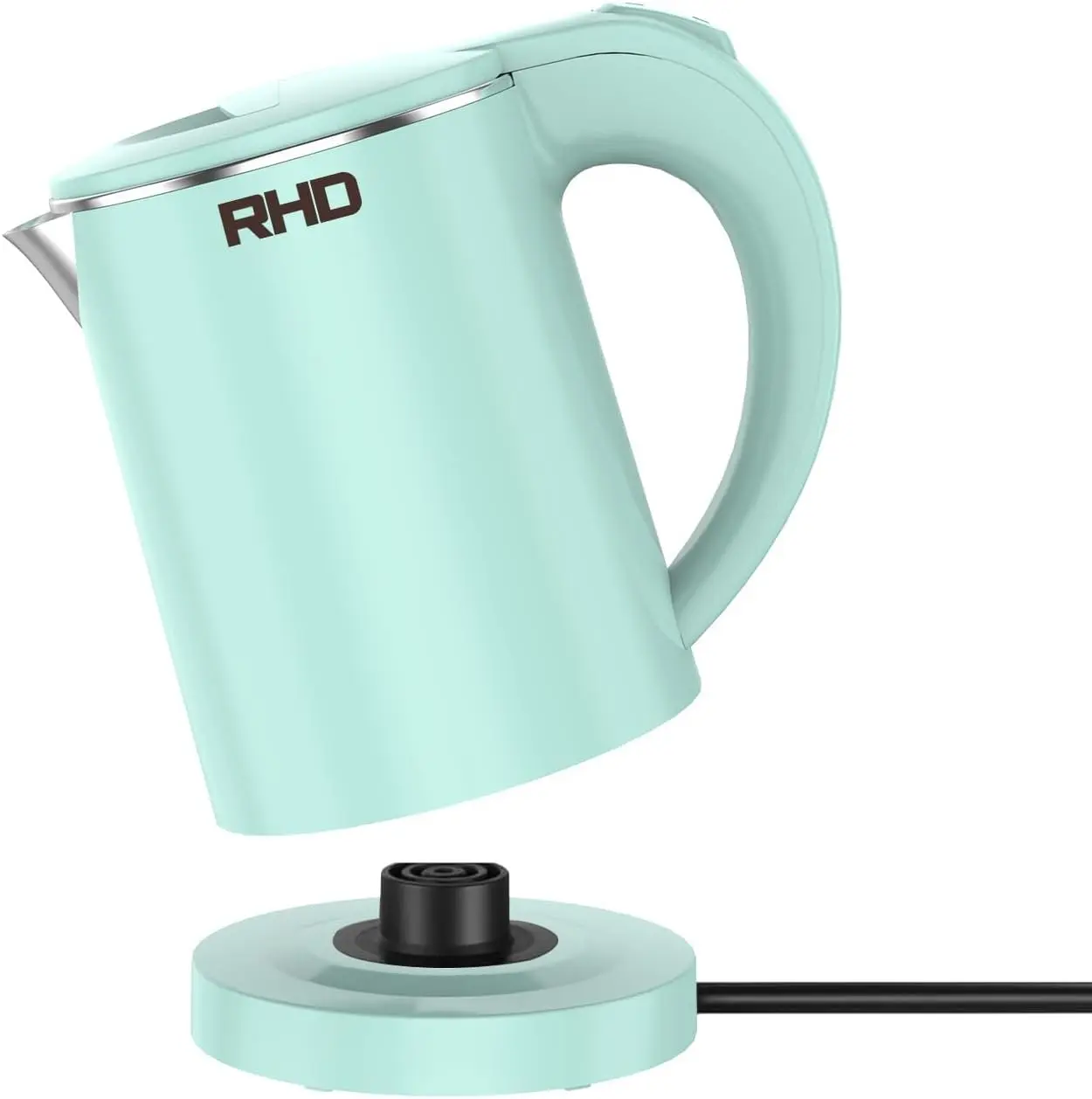RHD 0.5L Small Portable Electric Kettles for Boiling Water, Stainless Steel Travel Kettle, 600W Fast Boil Teapot, Auto Shut-Off, Tea Kettle & Hot Water Boiler Perfect For Travel, Coffee, Tea (Green)