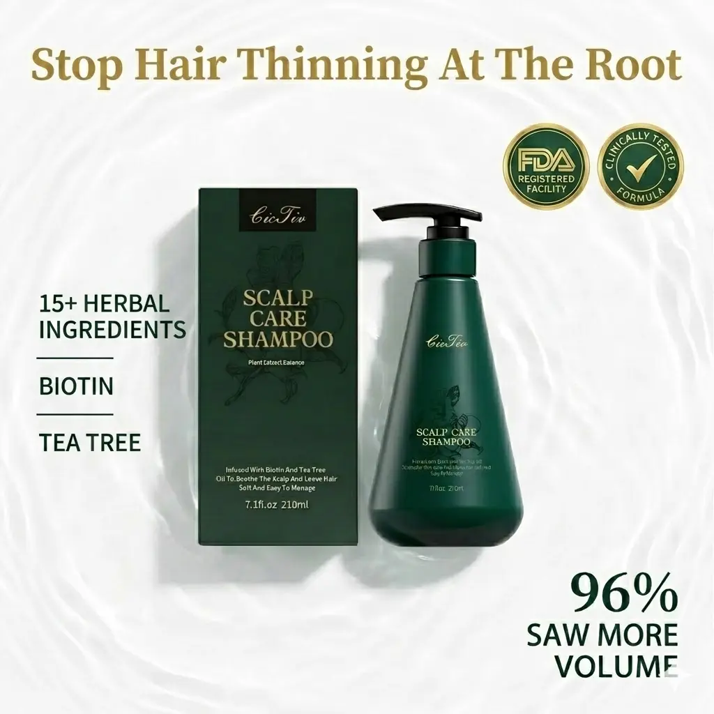 Scalp Care Shampoo: Provides deep protection for hair follicles, improves scalp health and addresses hair loss, strengthens hair strands, and increases hair volume and elasticity. Suitable for both men and women.  15 rare plant extracts.