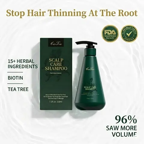 Cictiv Biotin-Infused Gentle Scalp Care Cleanser Shampoo - Tea Tree, 15 Rare Plant Blend Lightweight Treatment, Deep Follicle Protection, Scalp Health, Hair Loss Control, Strand Strength, Volume & Elasticity for Wavy Hair Adults