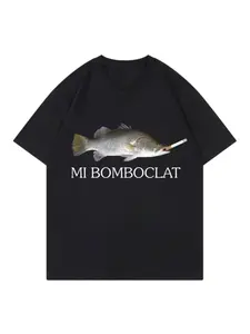 Funny Bomboclat Fish Meme T-shirt High Street Casual Fashion Trend Y2k Short Sleeve T-shirts Women Harajuku Vintage Style T Shirts