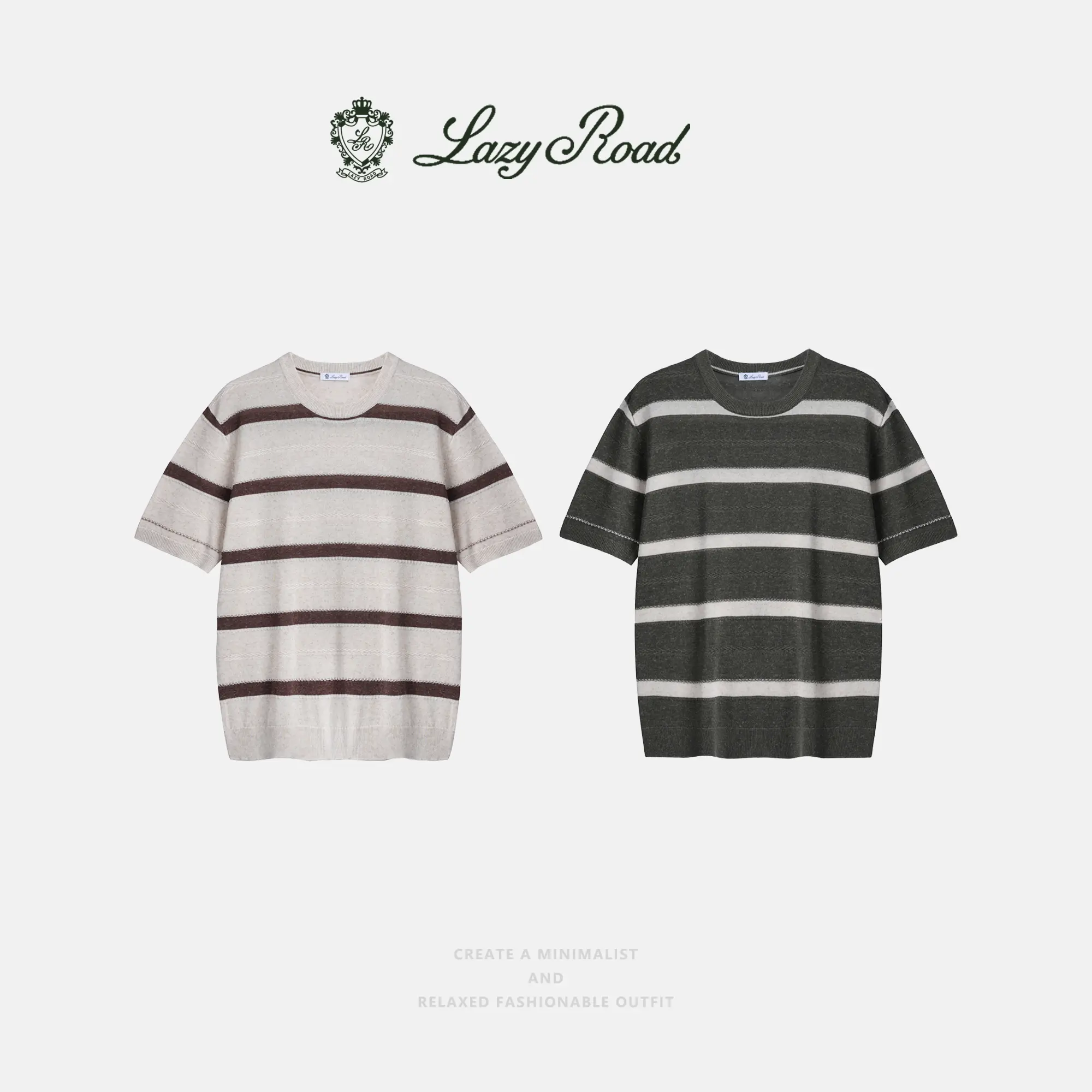 Men's Preppy Classic Stripe Short-Sleeve Knit T-Shirt - Quiet Luxe Old Money Retro Smart Casual Tops, Tencel-Linen-Acrylic Blend Fabric, Ribbed Crew Neck, Breathable Drape Fit, Lightweight, Shape-Retaining Fine Knit Menswear, Office-Ready