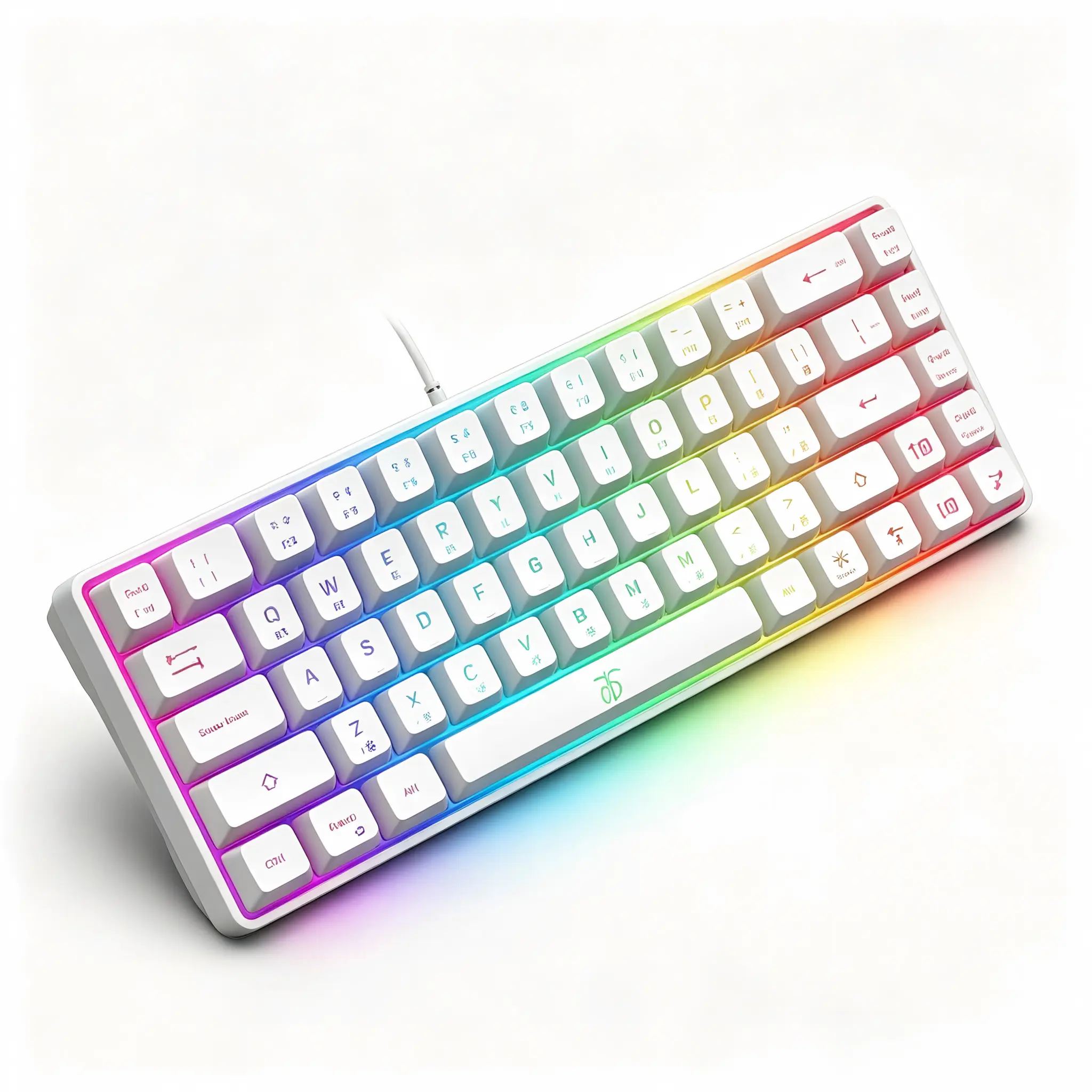 Compact 68-Key 60 Percent Gaming Keypad, Vibrant Rainbow RGB LED Illuminated Mini Keyboard, Ergonomic Membrane Keypad with Authentic Mechanical Tactile Feedback, Universal Compatible Wired Accessory for Windows Desktop & Laptop Gamers, Daily Office Typing