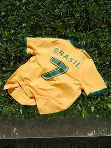 Men's Brazil Brazilian Football Culture Brasil7 Vintage Short Sleeve Shirt, Colorblock Sports Fan Top, Comfortable Daily Wear, Summer Fashion
