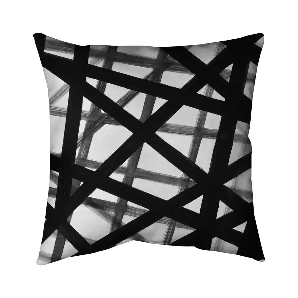 360 Stand 5541-1818-AB31 18x18 in. Poly Twill Throw Pillow - Modern Bold Abstract Line Print, Durable Cushions, Home Decorative Cushion for Contemporary Living Room, Black-And-White Standard Pillows, Abstract Geometric Standard Pillows