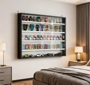 SAVEYOUR Black Wall-Mounted Display Case with Large Capacity Clear Door for a Stunning Collectible Showcase Ideal for Collectors
