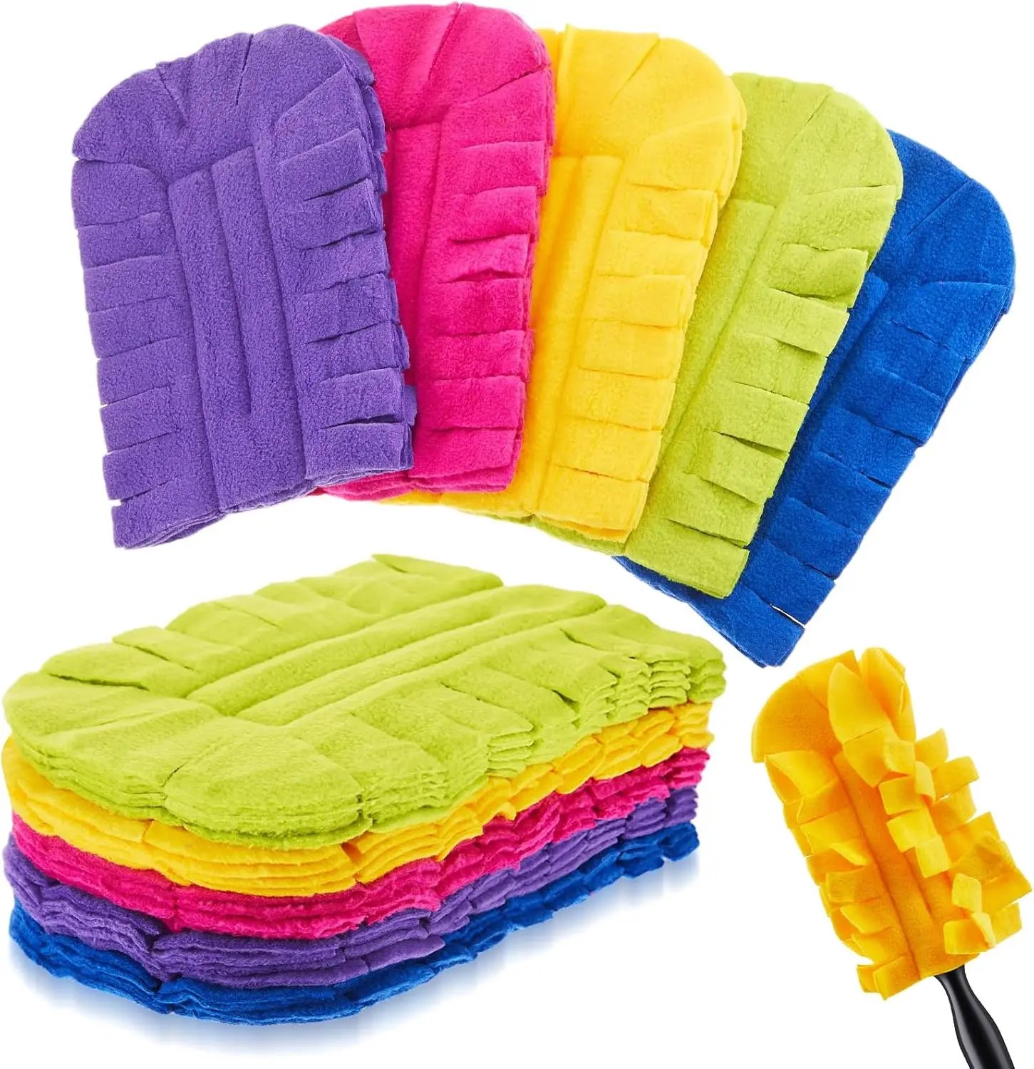 5PCS Reusable Fleece Duster Refill Microfiber Dust Collector, 360° Fleece Swiffer Duster Refills, Swiffer Duster Replacement Pads Set Multi-Surface Washable Duster Refills for Home Car Pet Cleaning