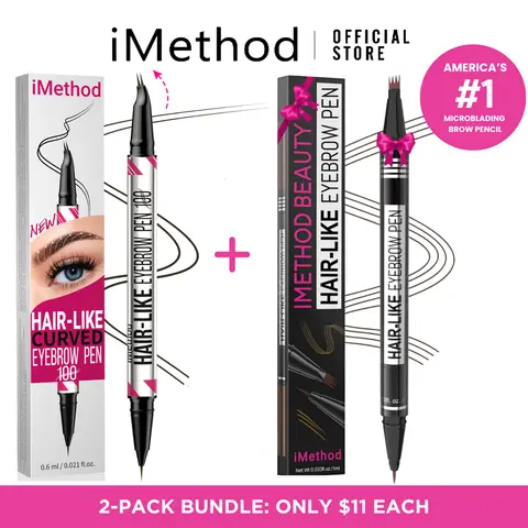 IMethod Limited Edition 2-in-1 Double-Sided Natural Eyebrow Pen - 4-Fork-Tip Microblading Applicator, Precise Brush-Tip, Biodegradable Liquid Cosmetic Makeup Product for Adults' Blonde At-Home Brows Maintenance (Natural Eyebrow Pencil Multi-Pack)