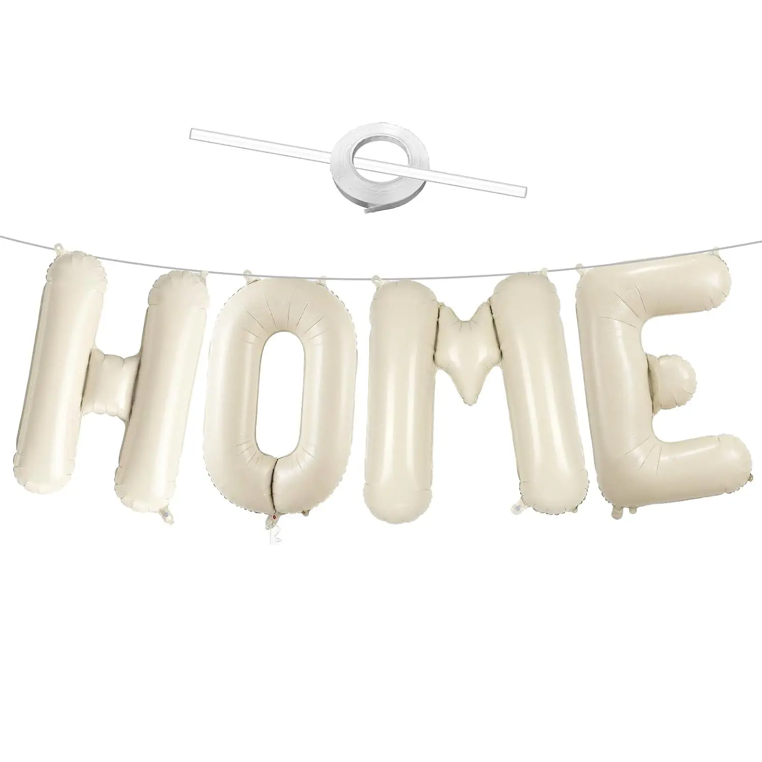 Beige Home Balloons, 40 Inch Welcome Home Cream White Letter Balloon For Housewarming Decoration, Large White Foil Letter Balloons Sign For Sweet Homecoming Party, Balloon Banner For Party Supplies