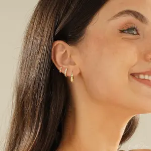 KYERLYN Gold Earrings for Women Trendy Set of 3 Pair Dainty Gold Dangle Small Hoop 14K Gold Plated Hypoallergenic Non-Tarnish Earrings solitaire hoopearrings Everyday & Party wearing Best Jewelry Gift Mother's Day gifts for mom