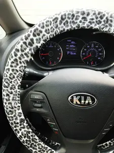 Gray Leopard Steering Wheel Cover