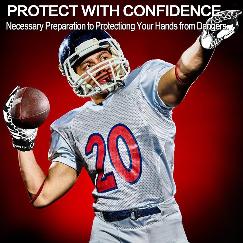 Football Receiver Gloves Men Adult Receiving Gloves Pro 2.0 Grip Gloves Breathable in Red Blue White Small Large Medium X-Large