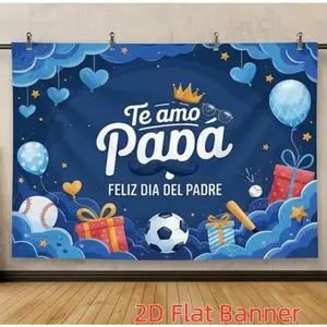 1PC Custom 2D Flat Polyester Backdrop - "Te amo Papa" Father's Day Decorative Banner, Warm Father-Love Atmosphere Wall Hanging, Photo Background for Birthday Events
