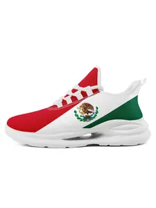 Men's Mexico 2026 Soccer Color Block National Emblem Print Chunky Sneakers, Breathable Lace-Up Low Top Sports Shoes for Running, Walking & Casual Wear, Perfect for Match Days & Fan Events, Plus Size Available