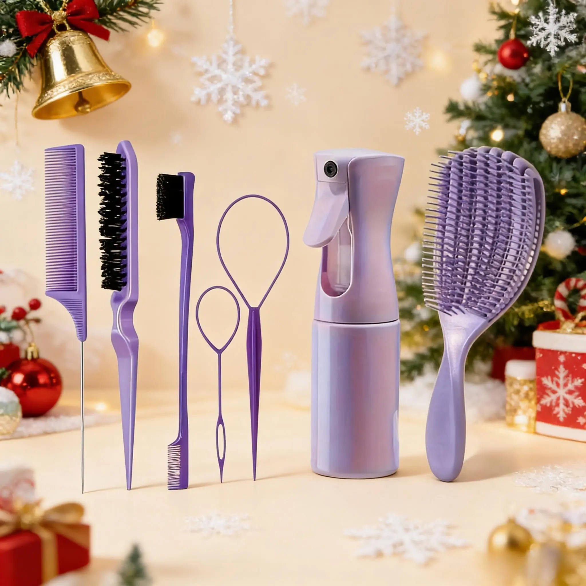 6/7 Piece Professional Hair Styling Tool Kit for Salon & Home, Hair Styling Set, Hairdressing Set, Combs Brushes Sectioning Clips Spray Bottle for Easy Use, Styling Hair Tools