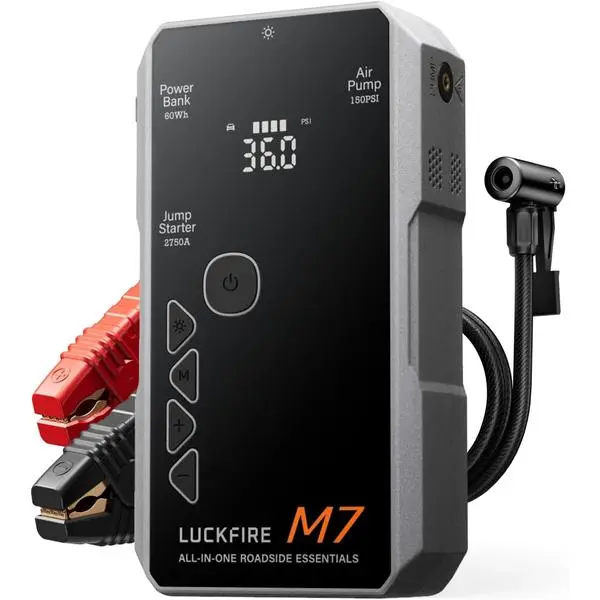 M7 SmartIgnition Jump Starter with Air Compressor, TÜV Certified 12V Car Battery Booster Pack, Portable Tire Inflator, Jump Box, 60Wh Power Bank, for 10L Gas and 8.5L Diesel
