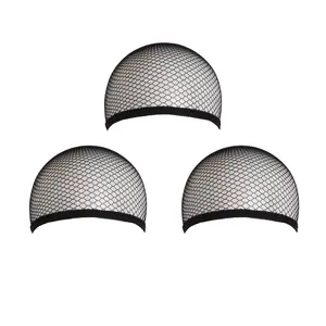 3 count Elastic Hair Mesh Net One Size Wig Caps(Black)