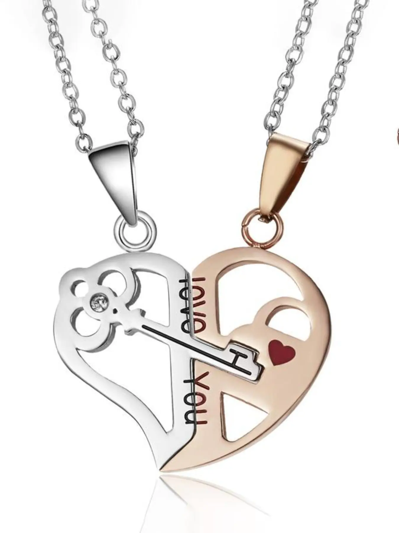 Couple matching puzzle necklace, Love Heart Necklace, Couples necklace, commitment jewelry, gift for him/her, Valentine's Day, Christmas, anniversary, holiday gift for girlfriend, boyfriend, husband, wife, soul mate, good friend