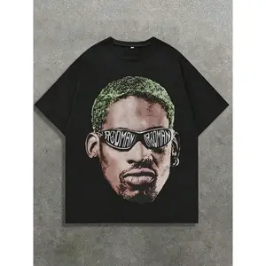 Rodman Portrait Graphic T Shirt,180Grams Cotton Casual Crew Neck Short-Sleeved Graphic Print T-Shirt
