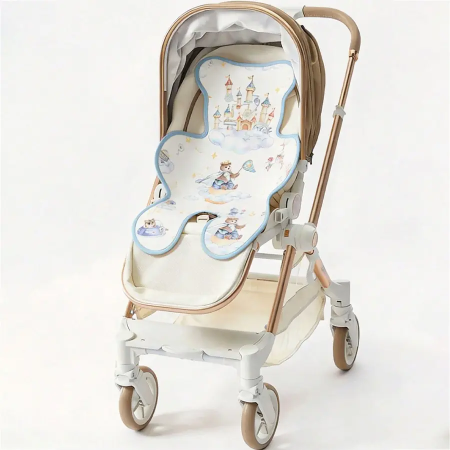 Baby Ice Silk Cooling Pad, Stroller Chilling Pad, Cute Print Cool Mat, Breathable Non-Stuffy, Suitable for Summer Newborn High Chair Stroller, Stroller Seat Cushion, Ideal Gift!