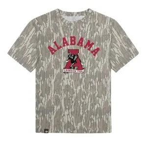 Alabama Team Fans Mossy Oak Bottomland Camo T-Shirt Unisex Hunting & Outdoor Sports Tee Casual Fit S-5XL Menswear Streetwear Crewneck Shortsleeve Top