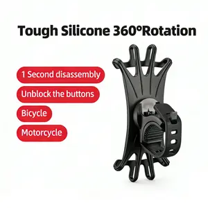 360° Rotation Silicone Motorcycle Phone Mount, Shockproof Anti-Shake Handlebar Phone Holder, for Bike Electric Scooter Cycling Navigation