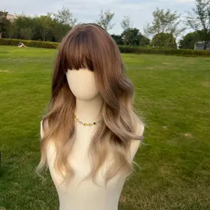 SMILCO/22-inch | Ombre Grey Gold Loose Wave with Bangs | SM303