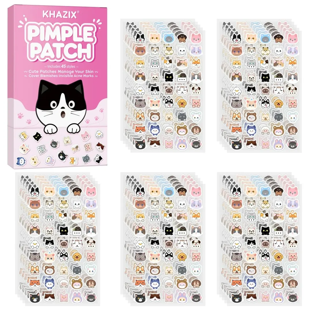 KHAZIX Cute Cat Patches, 45 Styles for Daily Use, Single Item, No Alcohol or Aerosol, Manufactured in China