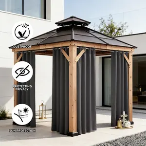 4-Pack Outdoor Curtains, Top Ring Installation, Polyester Gsm140, UV Protection, Windproof, Privacy Screen, Ideal for Patios, Gazebos, Porches