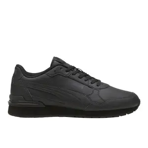 PUMA Mens St Runner V4 Leather Lace Up Sneakers Shoes Casual - Black