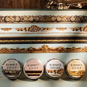 4 Rolls 8m Retro Decorative Tape, Border Irregular Flower Theme, Vintage Style, Washi Material, Self adhesive, DIY Journal Decoration Scrapbook Sticker Tape