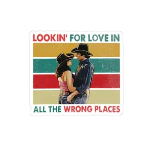 Retro Western Cowboy Couple Sticker, Lookin’ For Love In All The Wrong Places, Vintage Country Music Sticker
