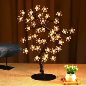 Bolylight Cherry Blossom Tree Lamp Table Decoration 17in Artificial Tree with 40 LED Lights USB Operated for Bedroom Party Wedding Office Home Warm White