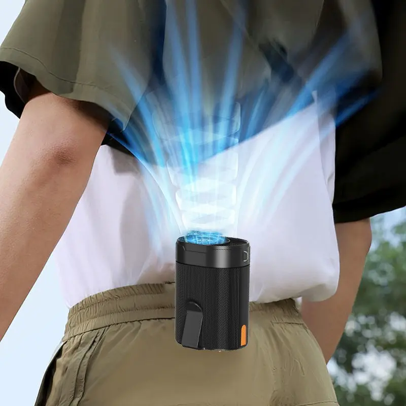 Portable rechargeable waist mounted fan -3000mAh battery, hands-free neck and waist clip design, 4-speed adjustable wind speed, suitable for cycling, camping, and outdoor activities - a must-have for long-lasting summer life