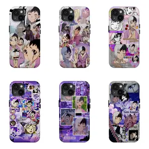 Anime Dr.STONE Gen Asagiri 2 in 1 Filim Phone Case, Purple Collage Aesthetic, Compatible with iPhone 17 16 15 14 13 12 11, Manga Character Cover