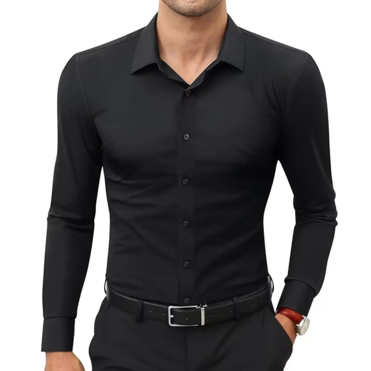 Dress Shirts 16-Way Stretch Slim Fit Long Sleeve Button Down Business Casual Shirts Wrinkle Free Traveler Shirts Top Menswear